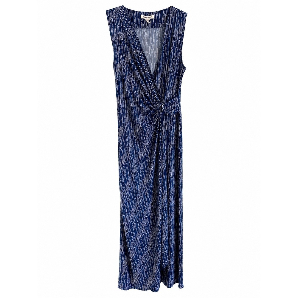 NWT Tommy Bahama Clara Island Navy Wrap Maxi Dress Medium Stretch MSRP $188